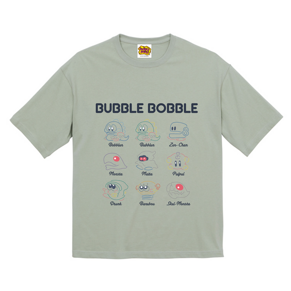 バブルボブル ビッグシルエットTシャツ セージグリーン
