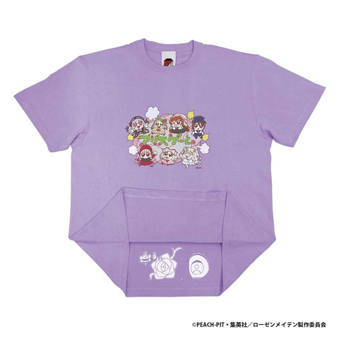 アニメキャラクターTシャツ 紫色デザイン TVアニメ「ローゼンメイデン」×大川ぶくぶコラボTシャツ パープル